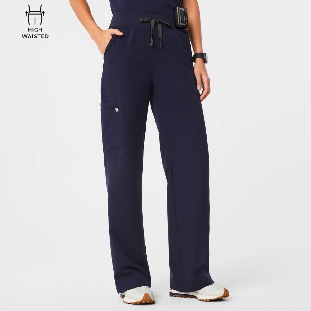 Navy High Waisted Isabel Wide Leg - Petite Scrub Pant